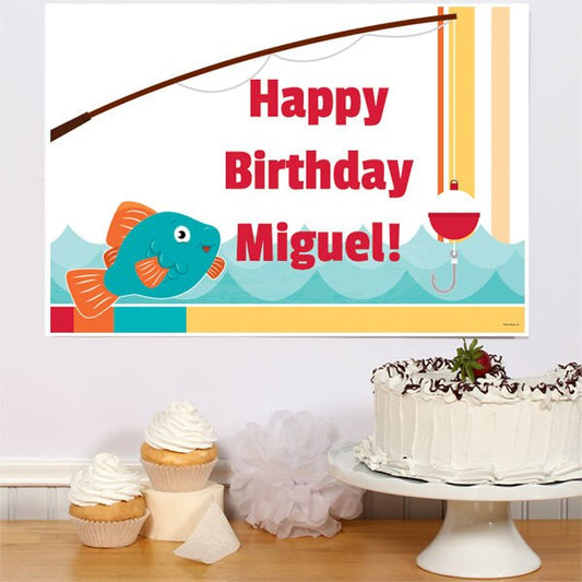 Little Fish Party Sign, Editable PDF Printable by Birthday Direct