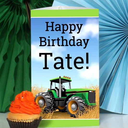 Farm Tractor Birthday Centerpiece, 10 inch Editable PDF Printable by Birthday Direct