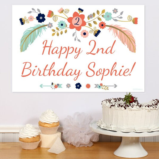 Boho 2nd Birthday Sign, Editable PDF Printable by Birthday Direct