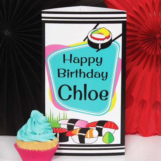 Sushi Birthday Centerpiece, 10 inch Editable PDF Printable by Birthday Direct