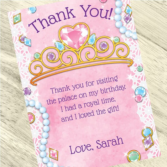 Princess Jewels Party Thank You, 5x7-in, Editable PDF Printable by Birthday Direct