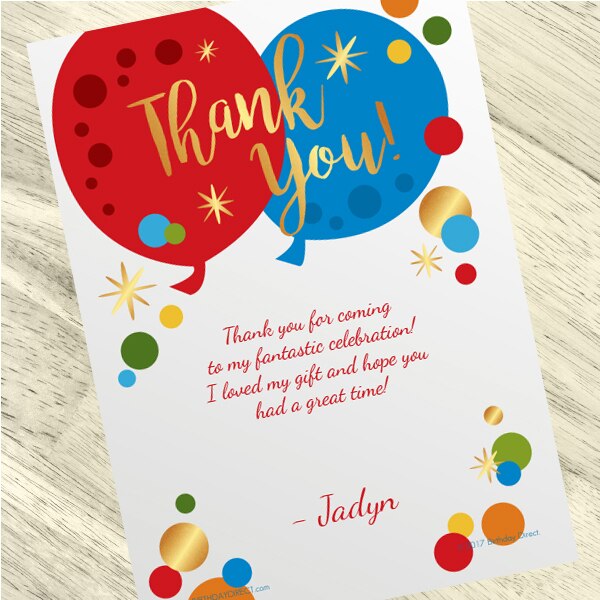 Bright Birthday Party Thank You, 5x7-in, Editable PDF Printable by Birthday Direct