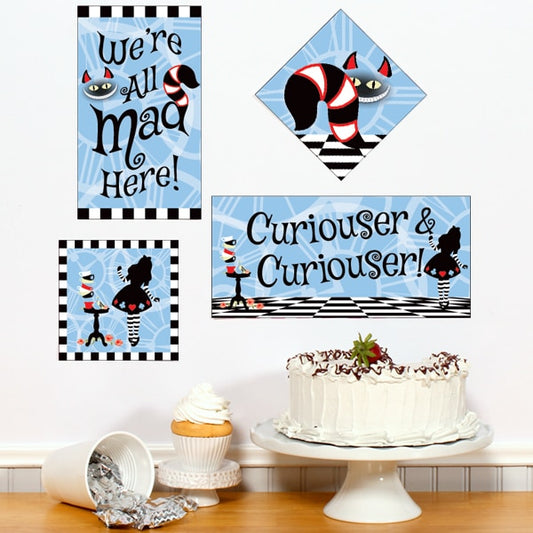 Alice in Wonderland Party Sign Cutouts Wall Decoration, 8.5x11 Printable PDF by Birthday Direct