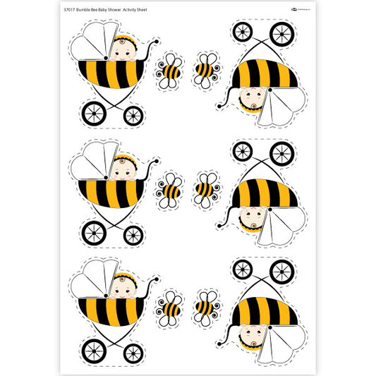 Bumble Bee Baby Shower Decoration-Activity, 8.5x11-in Sheets, Printable PDF by Birthday Direct