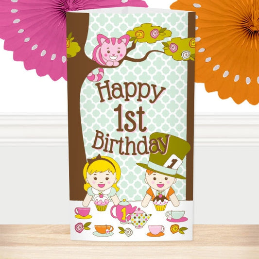 Alice in One-derland 1st Birthday Centerpiece PDF Printable by Birthday Direct