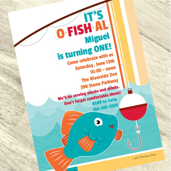 Little Fish Party Invitation, 5x7-in, Editable PDF Printable by Birthday Direct