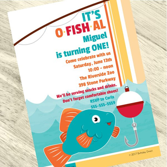 Little Fish Party Invitation, 5x7-in, Editable Canva Template by Birthday Direct