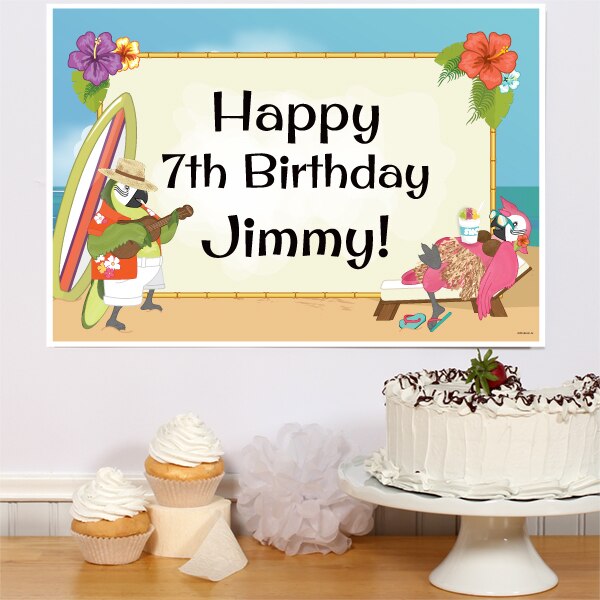 Parrot in Paradise Party Sign, Editable PDF Printable by Birthday Direct