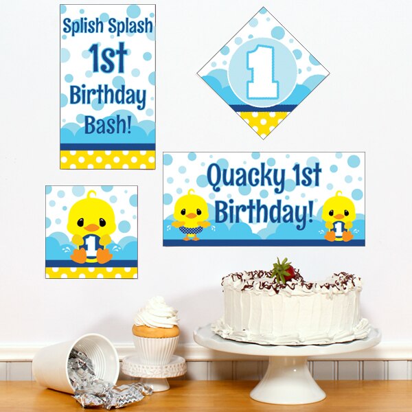 Little Ducky 1st Birthday Sign Cutouts Wall Decoration, 8.5x11 Printable PDF by Birthday Direct