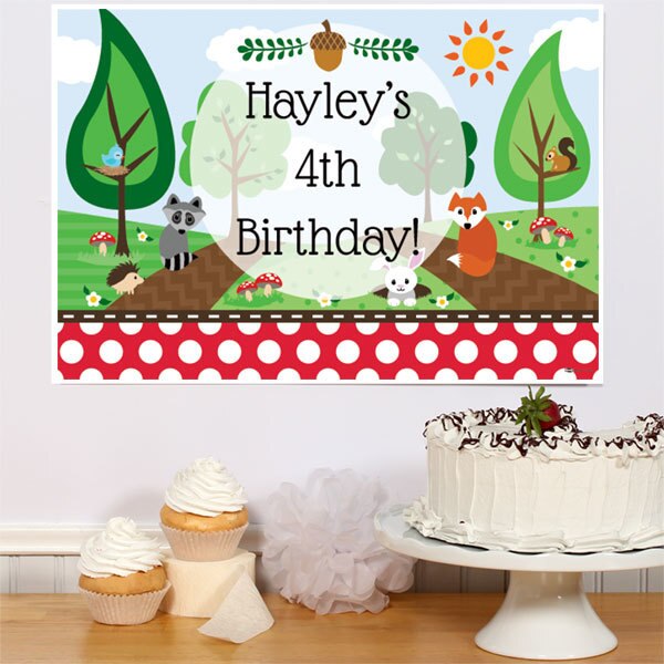 Woodland Animals Party Sign, Editable PDF Printable by Birthday Direct