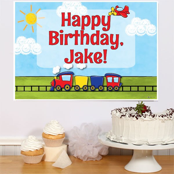 Little Train and Plane Party Sign, Editable PDF Printable by Birthday Direct