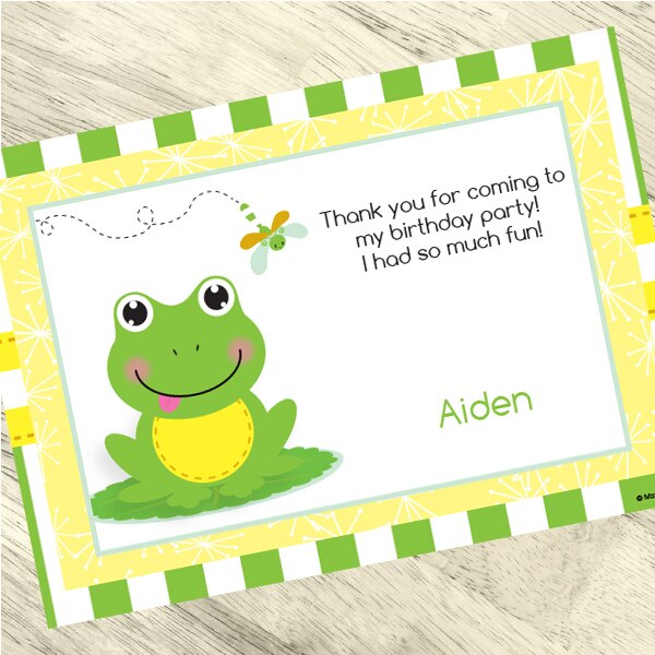 Froggy Frog Party Thank You, 5x7-in, Editable PDF Printable by Birthday Direct