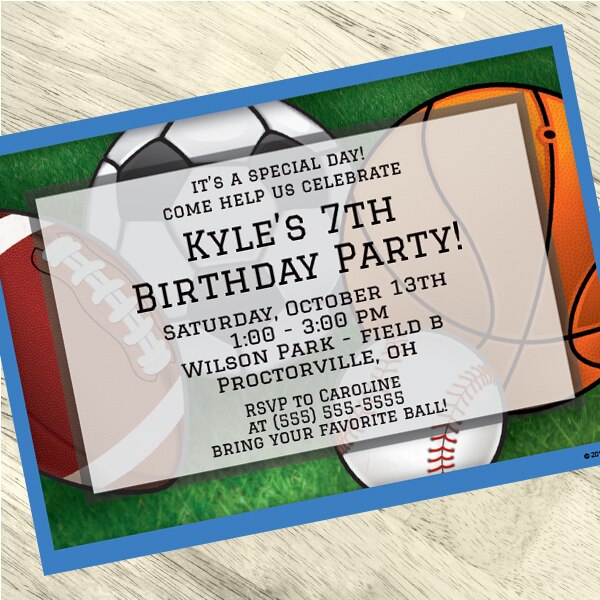 Little Sport Party Invitation, 5x7-in, Editable PDF Printable by Birthday Direct