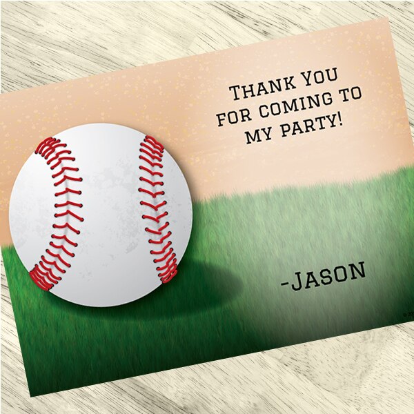 Baseball Party Thank You, 5x7-in, Editable PDF Printable by Birthday Direct