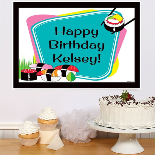 Sushi Party Sign, Editable PDF Printable by Birthday Direct