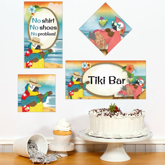 Parrot in Paradise Party Sign Cutouts Wall Decoration, 8.5x11 Printable PDF by Birthday Direct