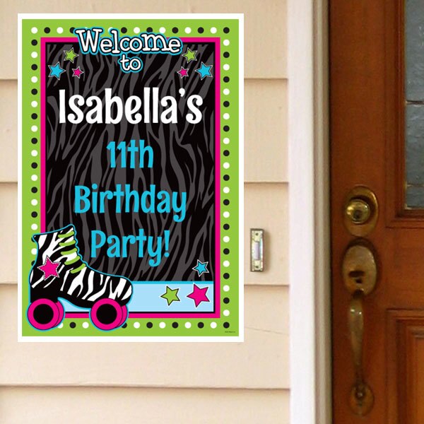 Roller Skate Party Door Greeter, Editable PDF Printable by Birthday Direct