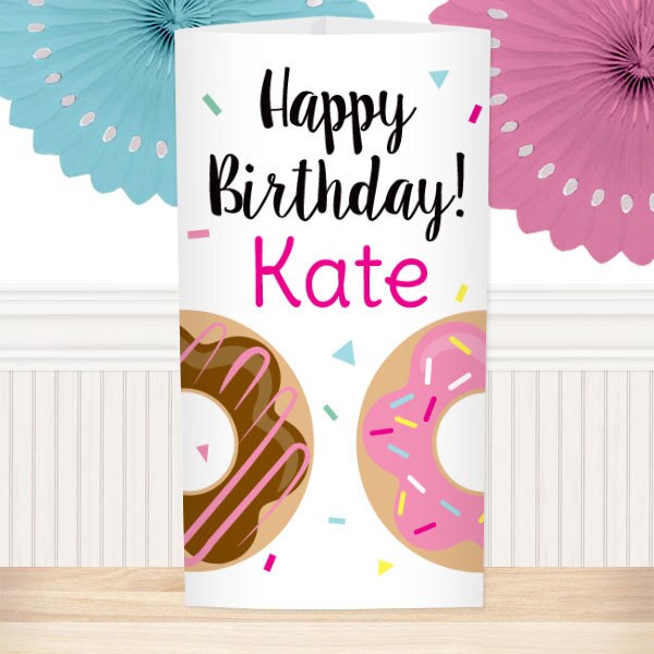 Donut Birthday Centerpiece, 10 inch Editable PDF Printable by Birthday Direct